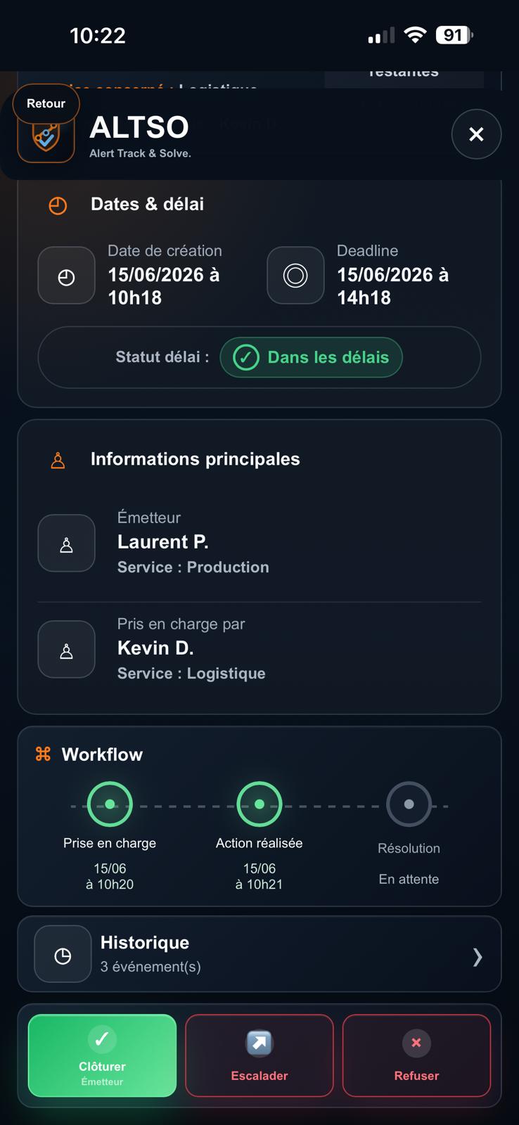 Capture ALTSO du bouton de cl&ocirc;ture par l'&eacute;metteur.