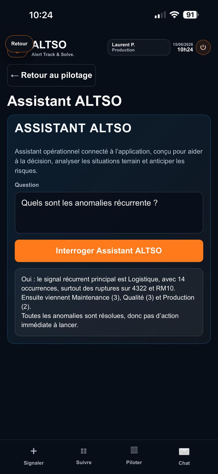 Capture ALTSO de l'assistant IA.