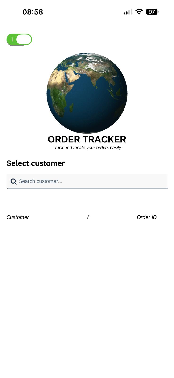 Recherche Order Tracker en light mode